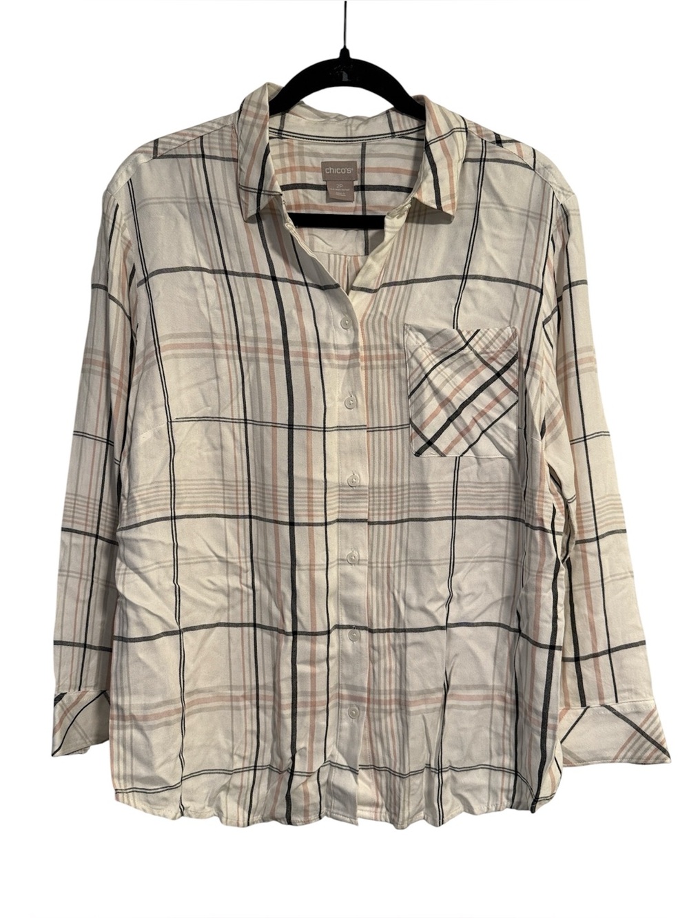 Chico’s Lightweight Plaid Button Down Shirt